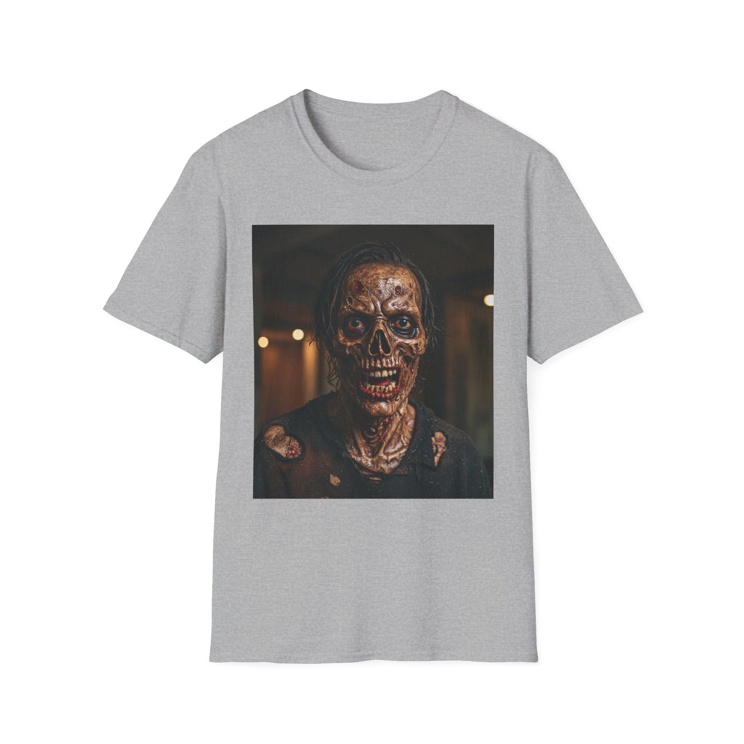 Apocalyptic Portrait Tee, bold, decaying zombie graphic