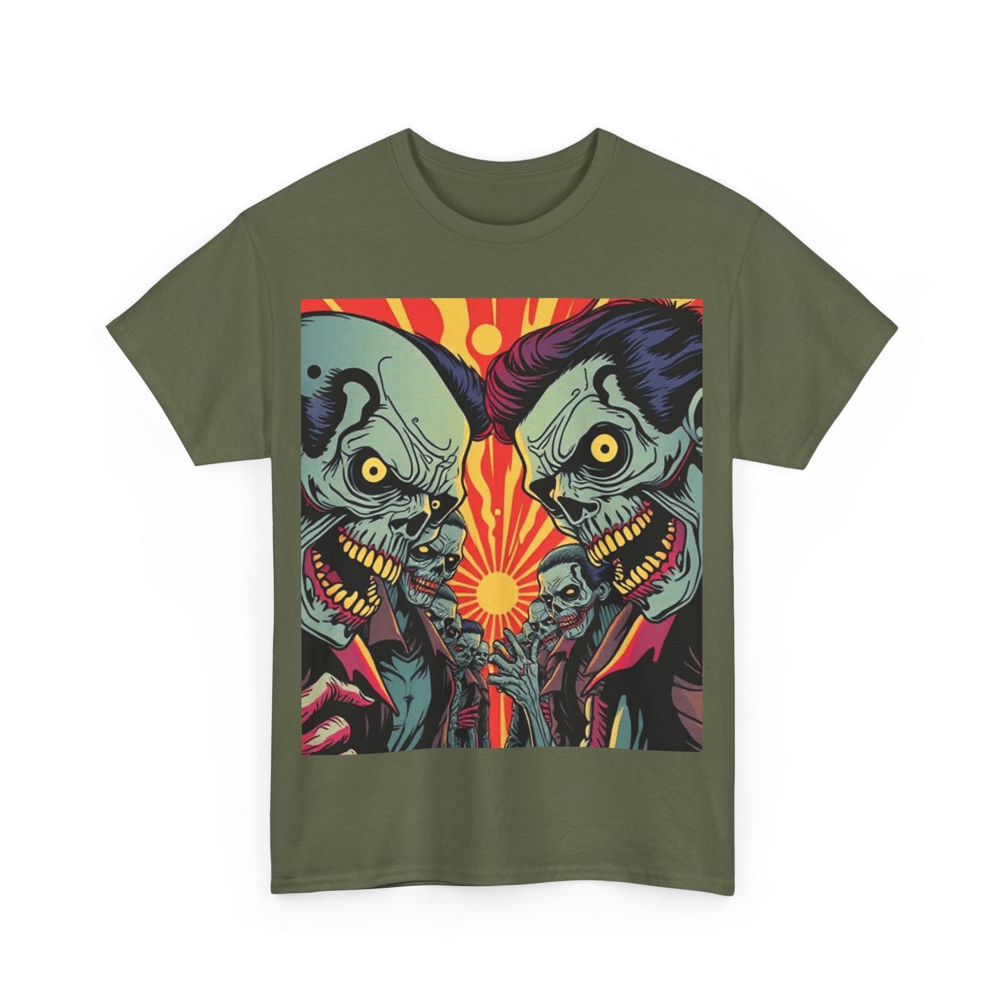 UK - Retro Zombie Clash Unisex Heavy Cotton Tee