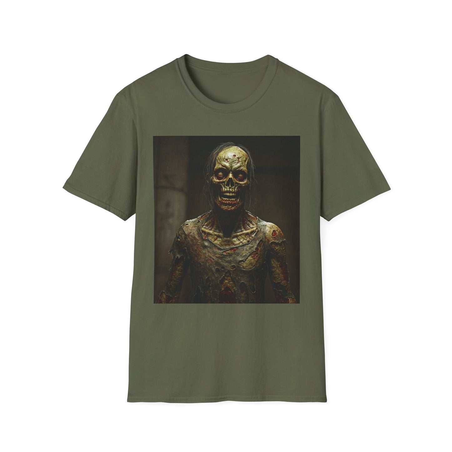 Creepy Horror-Themed Unisex Softstyle T-Shirt for Halloween