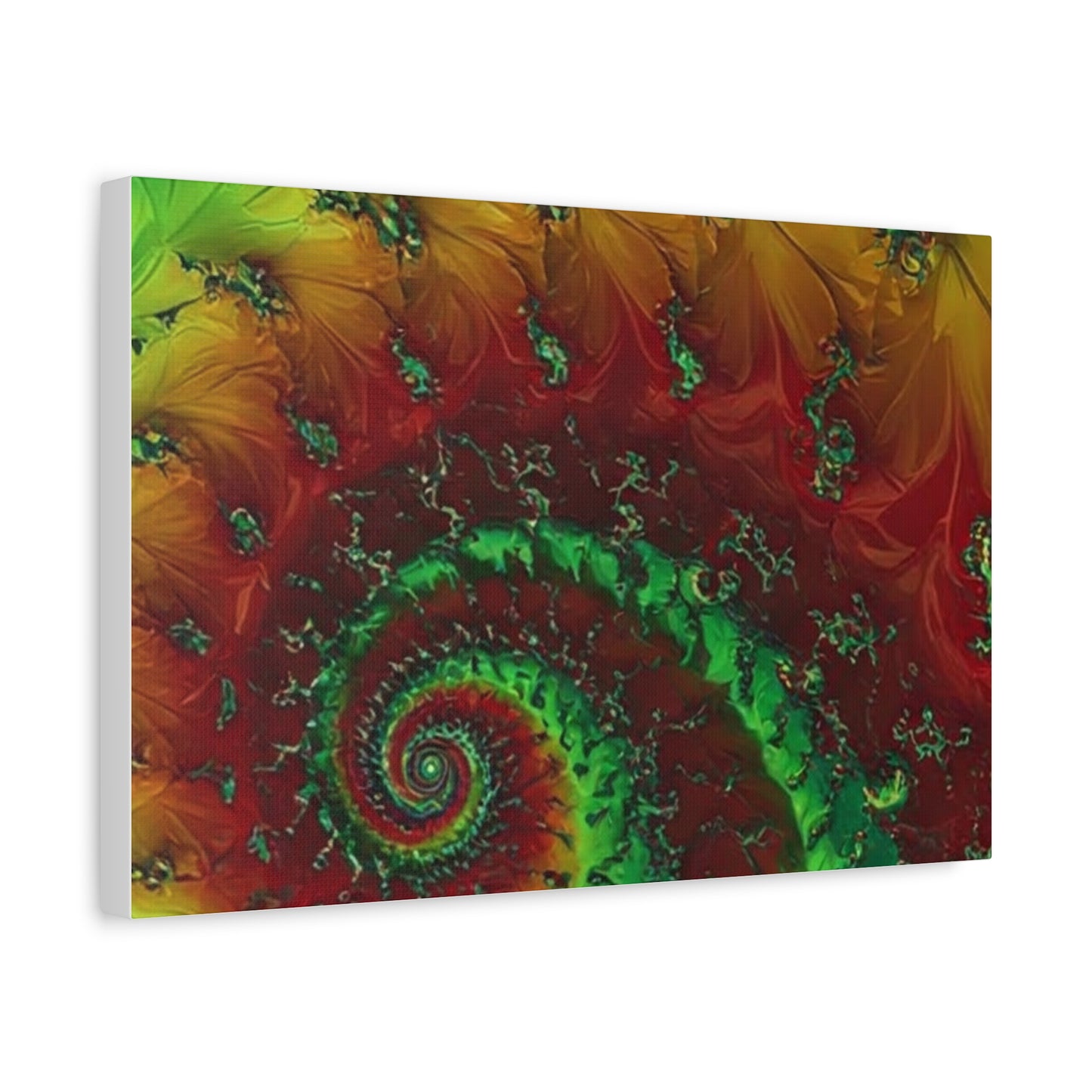 Vibrant Fractal Art Canvas - Green and Red Abstract Wall Decor
