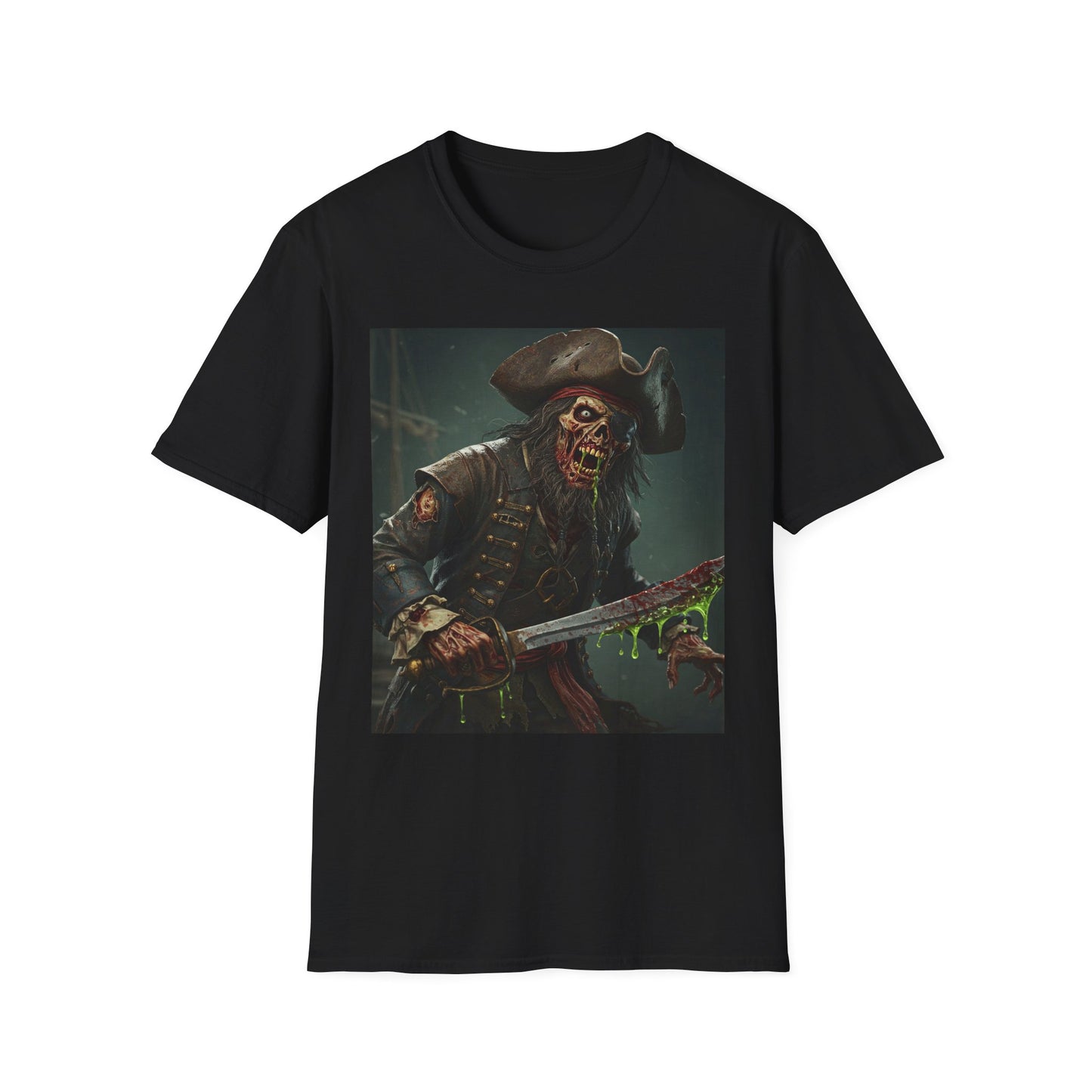 Zombie Pirate Graphic Unisex T-Shirt - Perfect for Halloween and Casual Wear