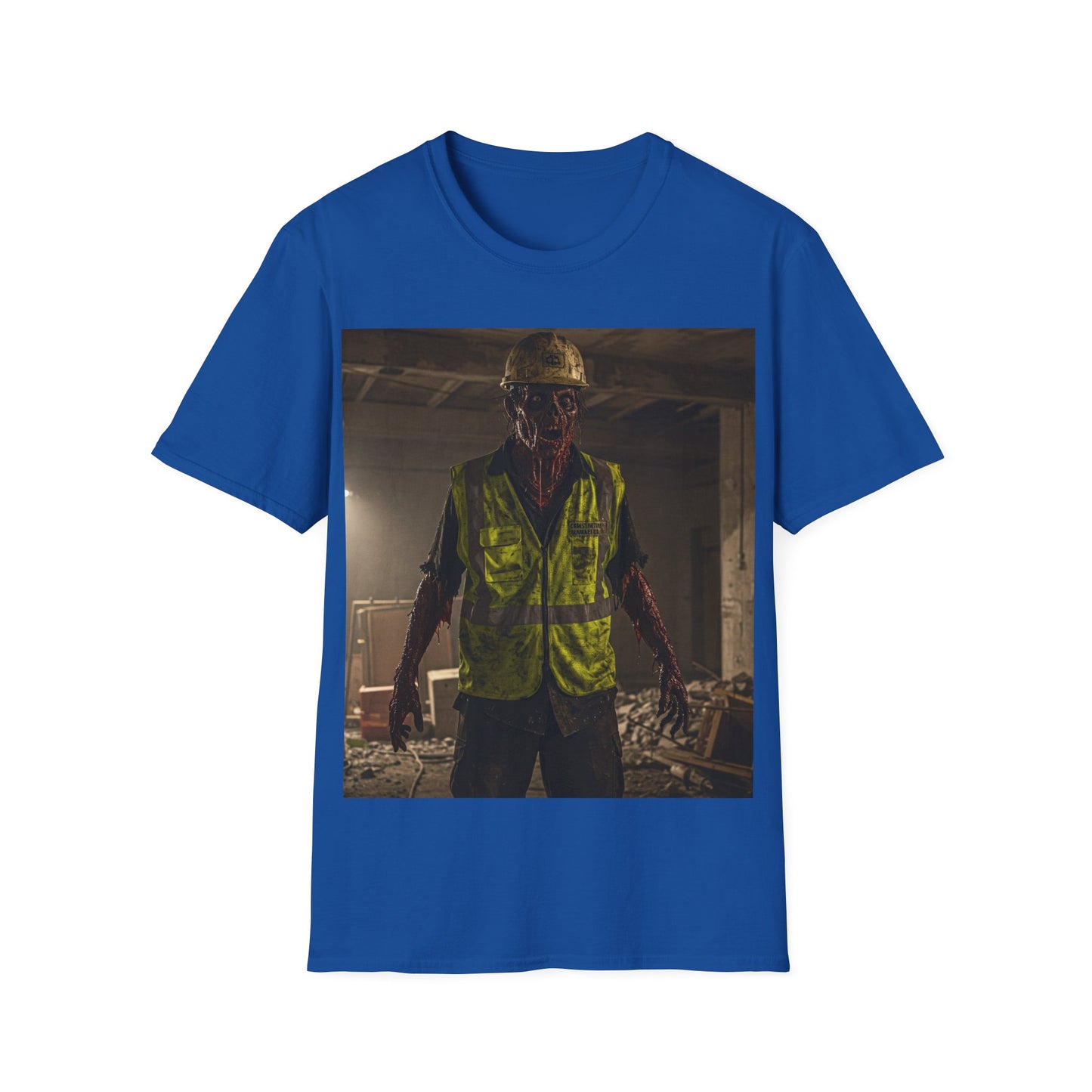 UK - Horror Themed Unisex Softstyle T-Shirt - Creepy Construction Design