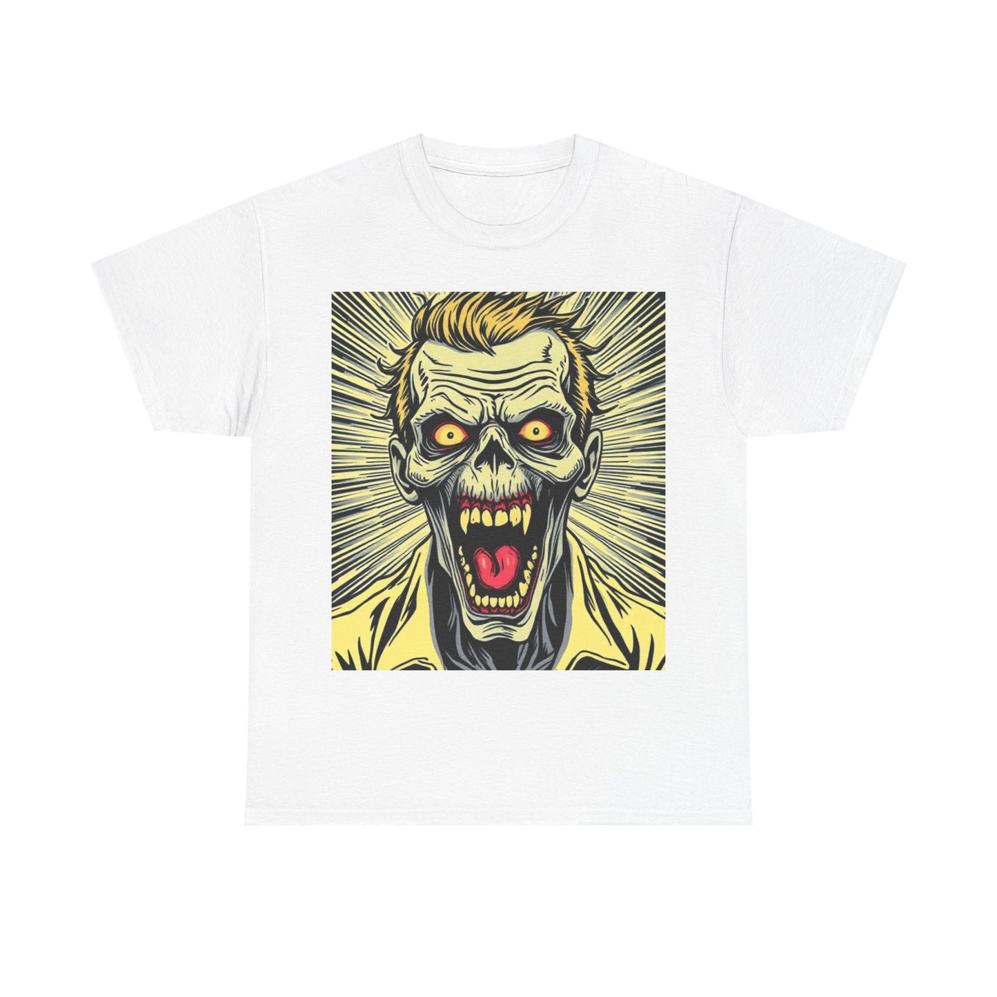 UK - Screaming Zombie Unisex Heavy Cotton Tee - Perfect for Halloween and Horror Fans
