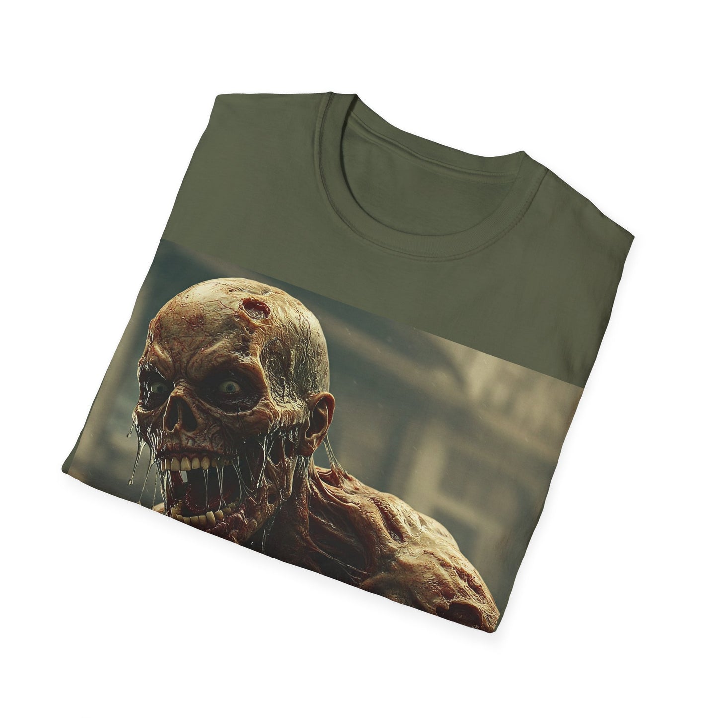 UK - Unisex Softstyle Zombie Graphic T-Shirt - Spooky Halloween Tee