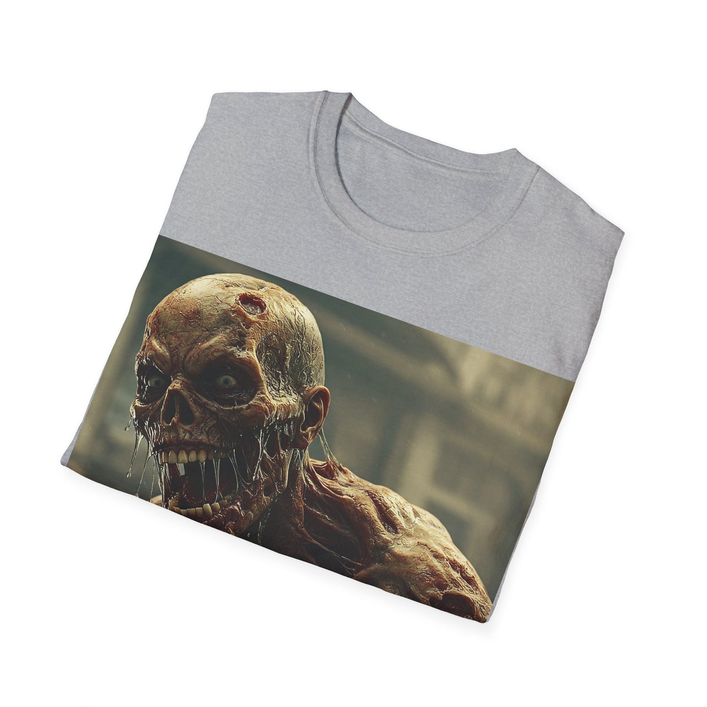 UK - Unisex Softstyle Zombie Graphic T-Shirt - Spooky Halloween Tee