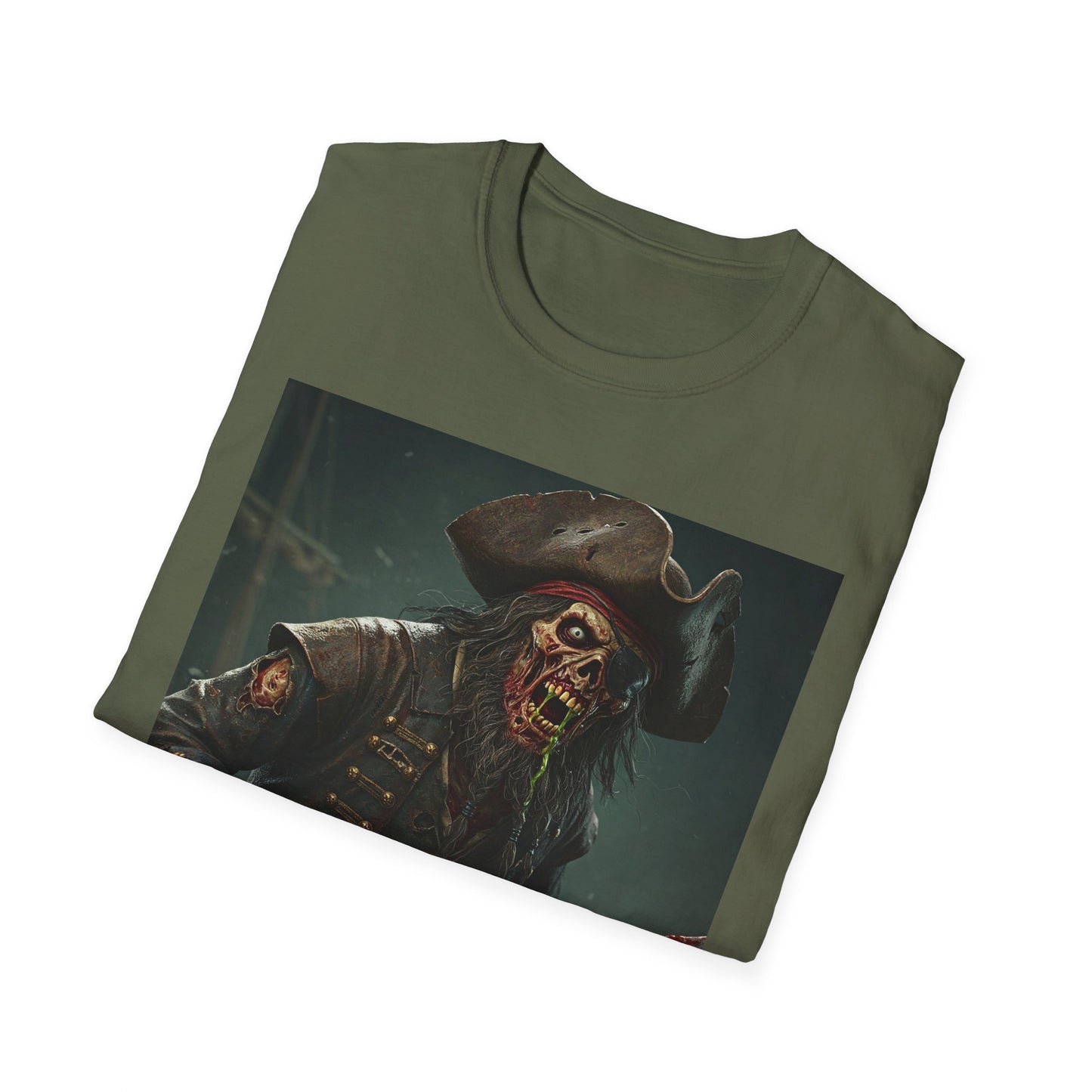 Zombie Pirate Graphic Unisex T-Shirt - Perfect for Halloween and Casual Wear