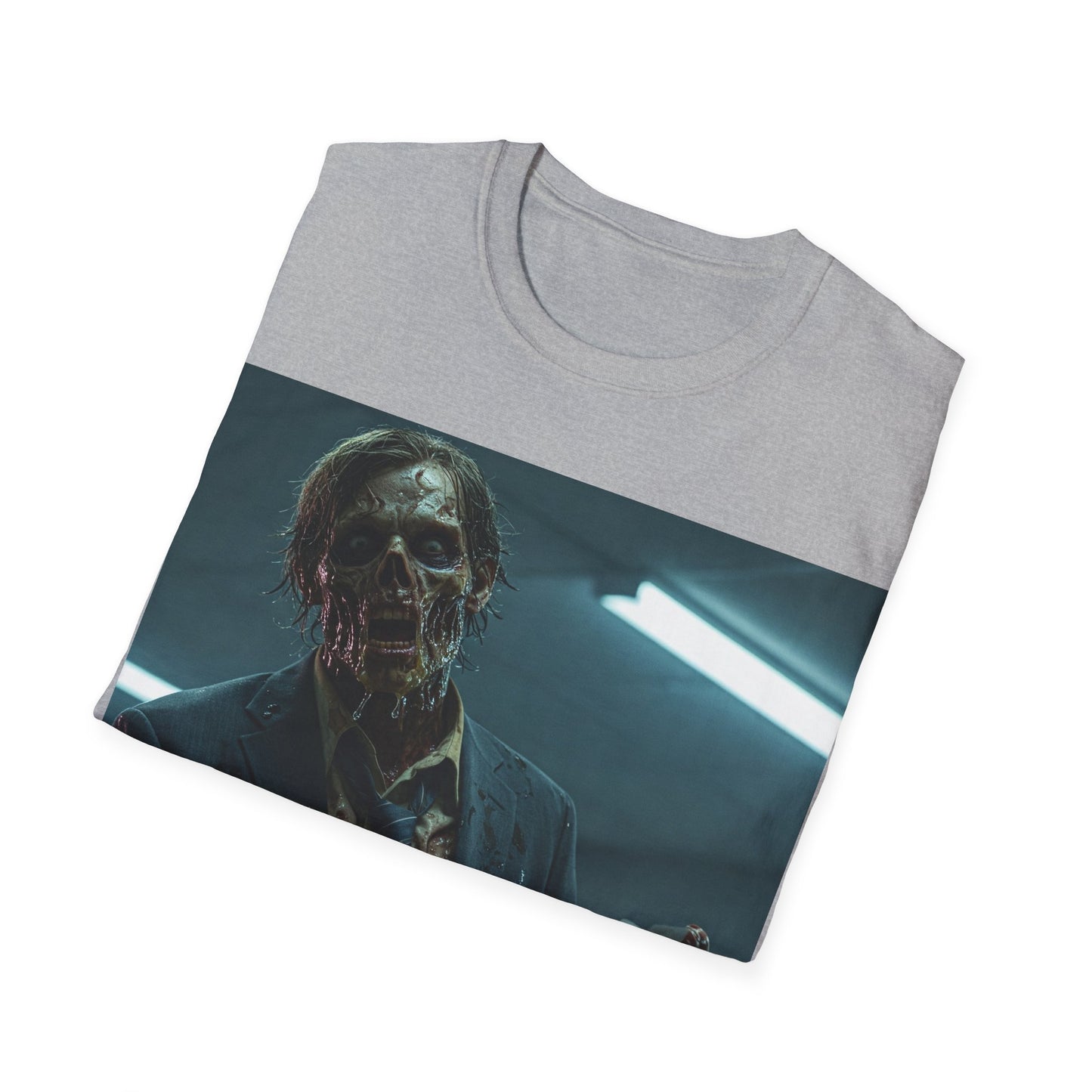UK - Zombie Horror Unisex Softstyle T-Shirt - Spooky Graphic Tee for Halloween and Horror Lovers