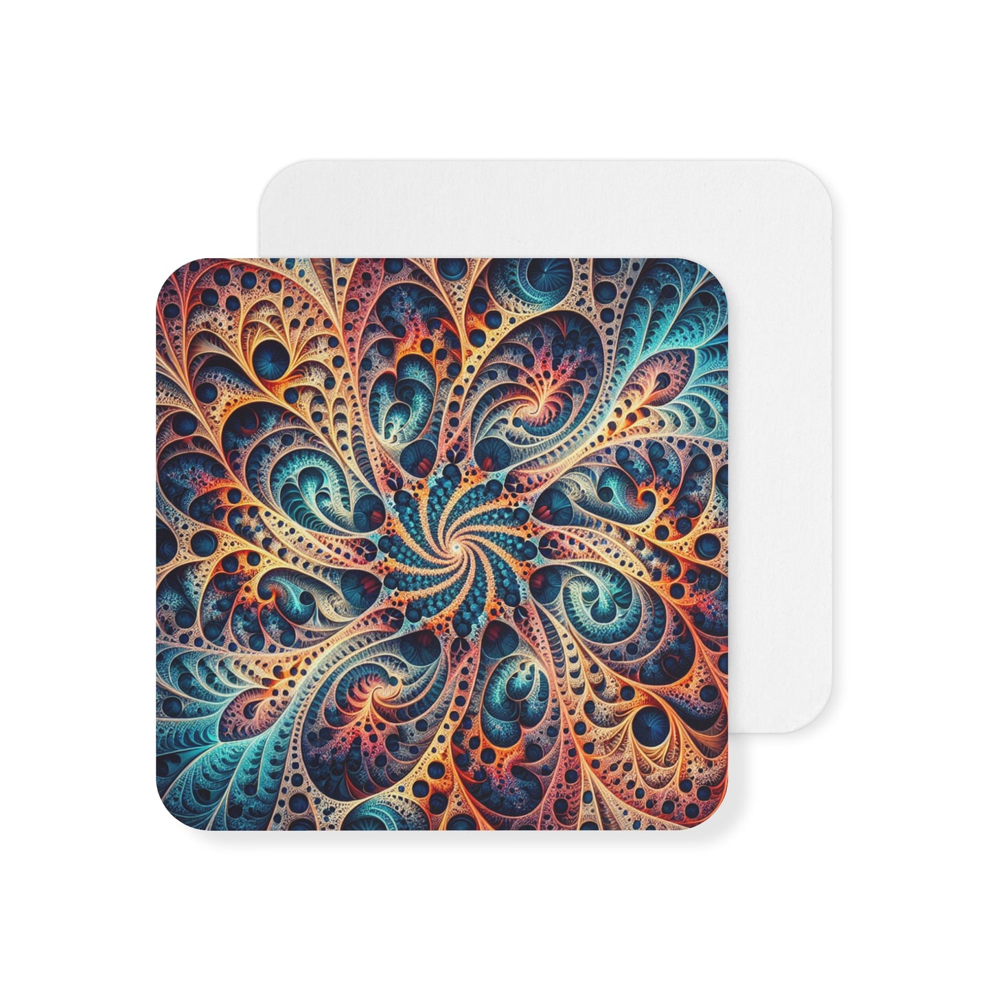 Vibrant Fractal Coasters - 50 or 100 pcs - Colorful Abstract Design for Home & Events