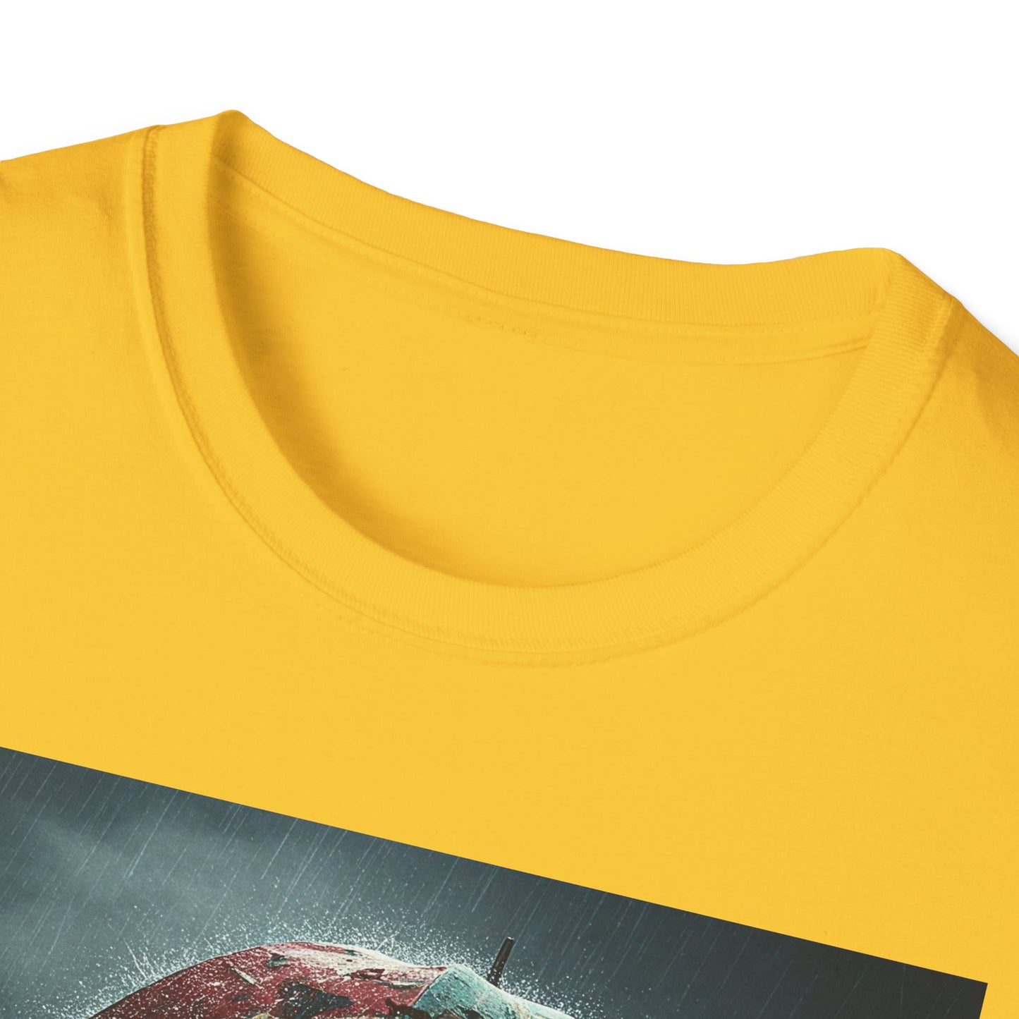 Unisex Softstyle T-Shirt - Creepy Skeleton with Umbrella Design - Perfect for Halloween