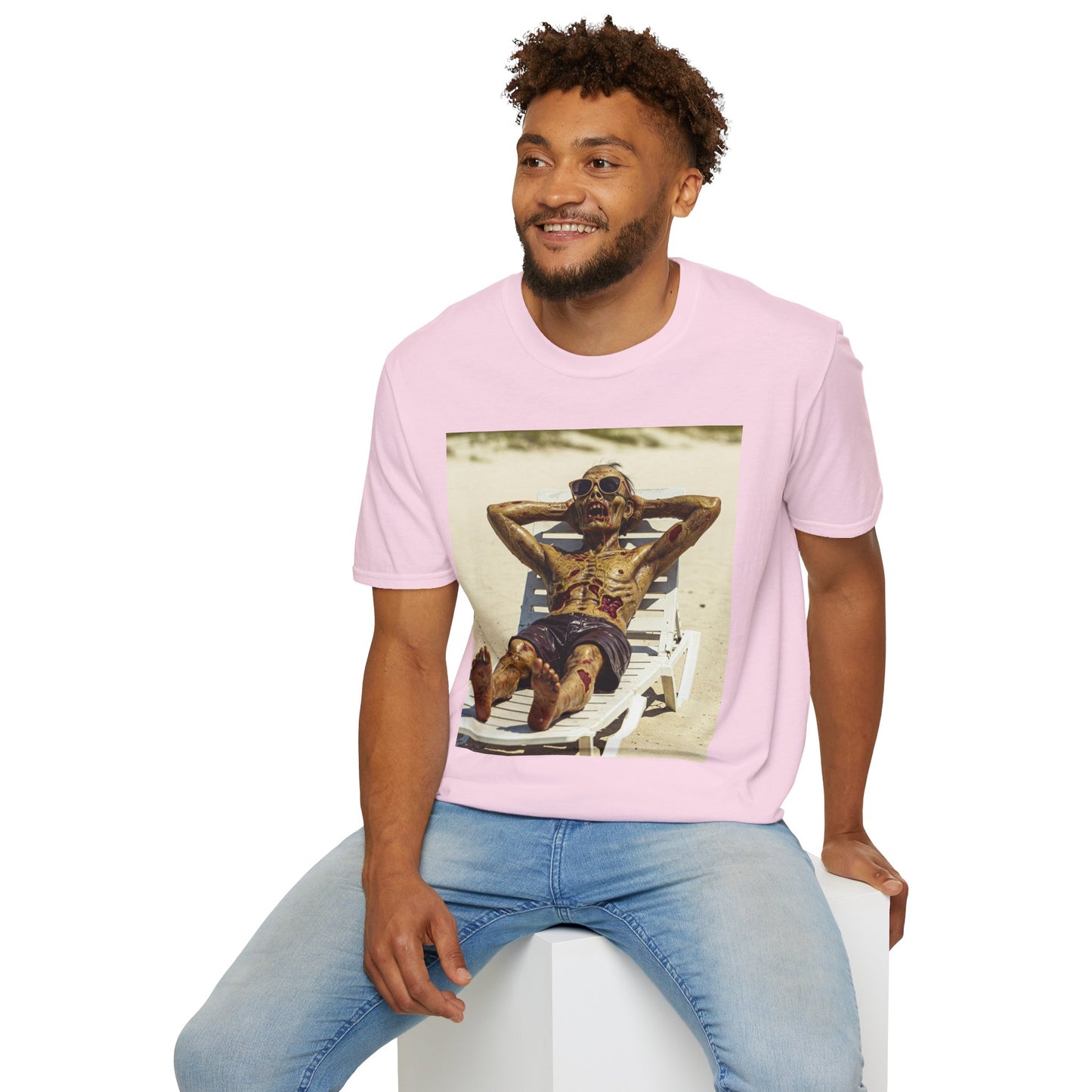 Chillin' Skeleton Unisex Softstyle T-Shirt - Perfect for Halloween & Casual Wear