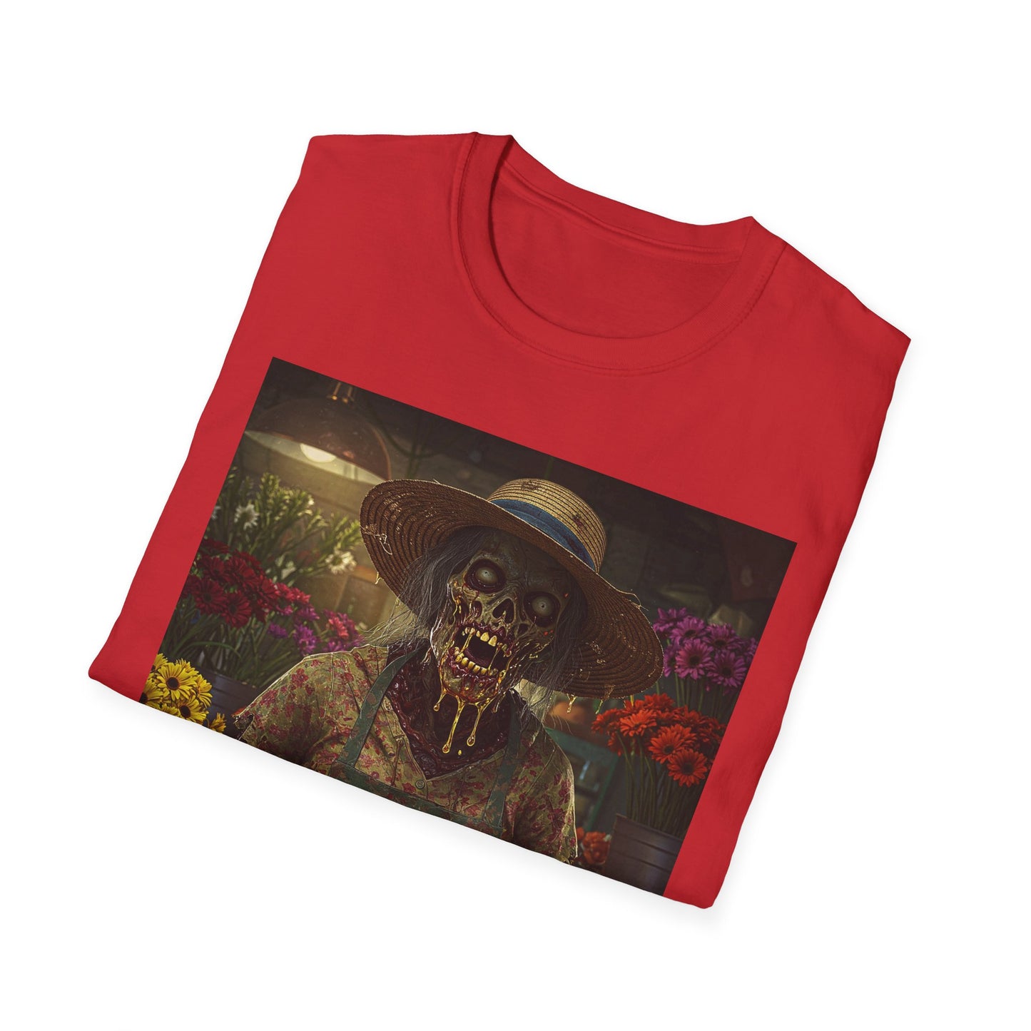 Unisex Softstyle T-Shirt - Vintage Floral Skeleton Design for Halloween