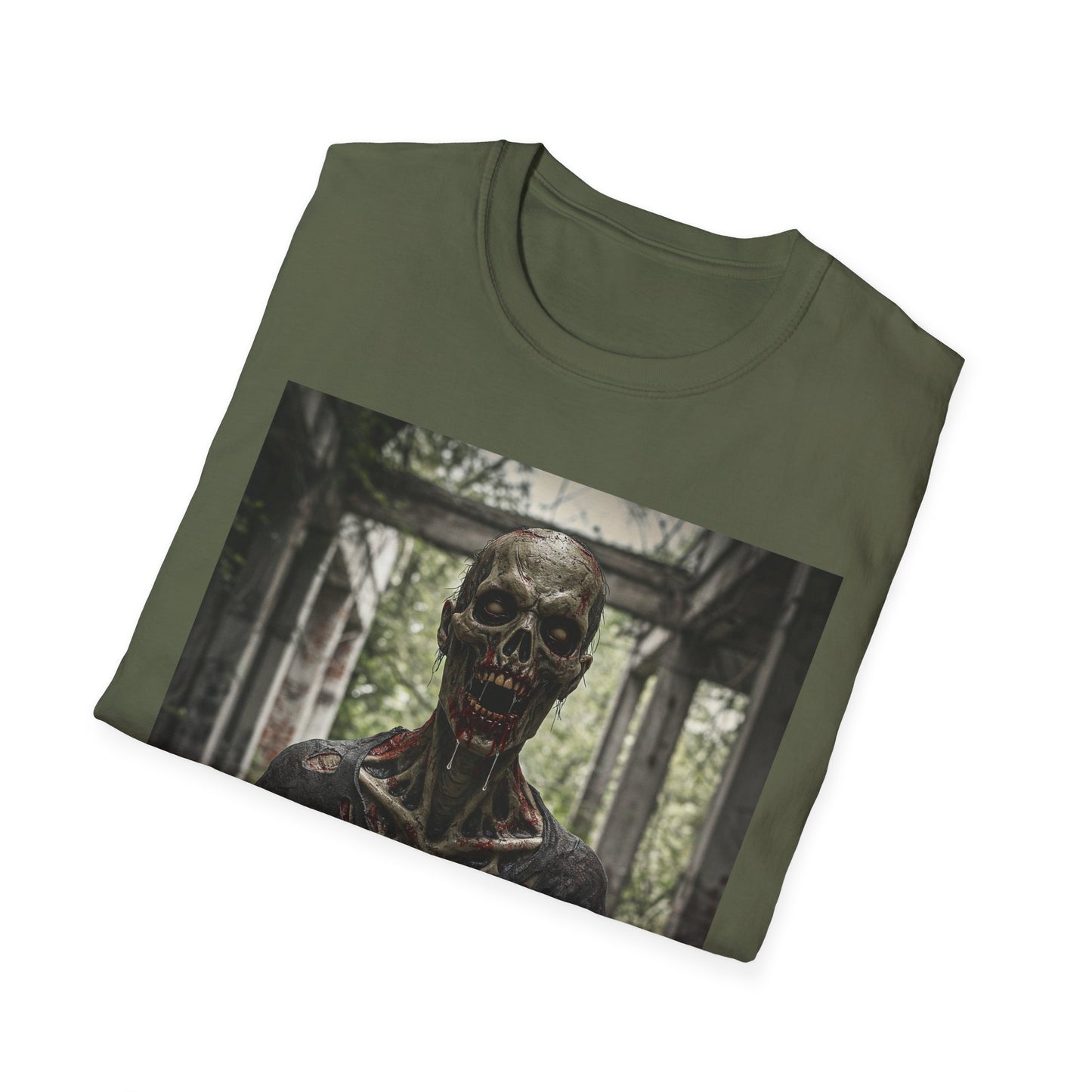 Apocalyptic Portrait Tee, bold, decaying zombie graphic