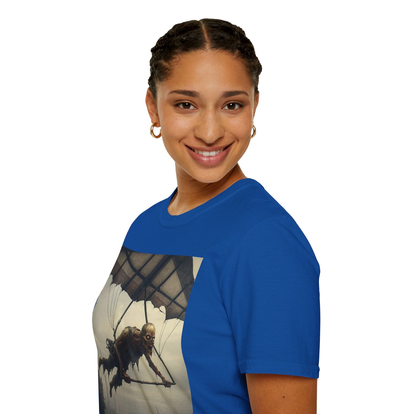 Zombie Parachute Unisex Softstyle T-Shirt - Perfect for Halloween and Horror Fans