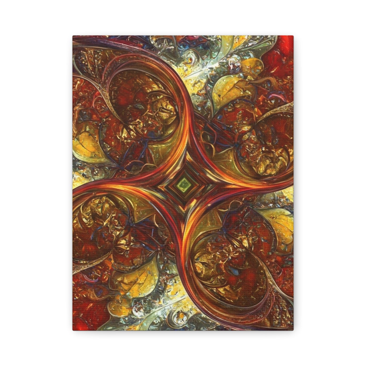 Abstract Art Matte Canvas Wall Decor - Vibrant Fractal Design, Colorful Home Accent