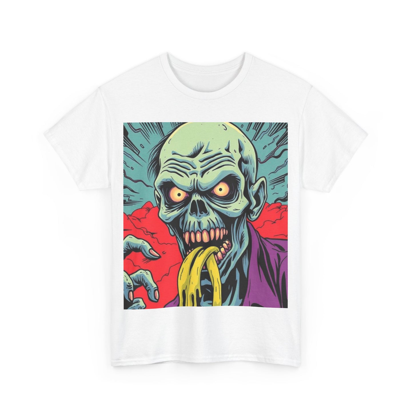 UK - Spooky Zombie Graphic Tee - Unisex Heavy Cotton T-Shirt for Halloween and Casual Wear