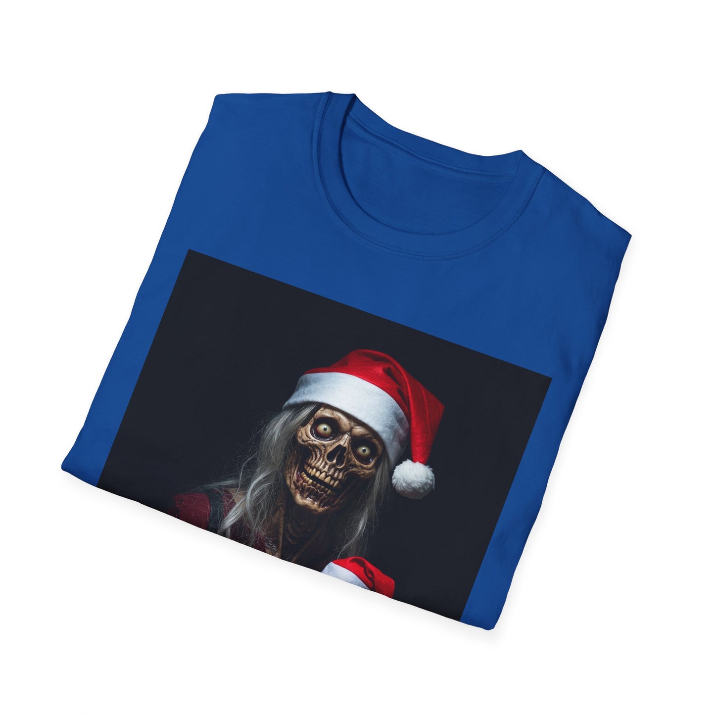 Cat Funny Skeleton Santa Apocalyptic Portrait Tee, bold, decaying zombie graphic