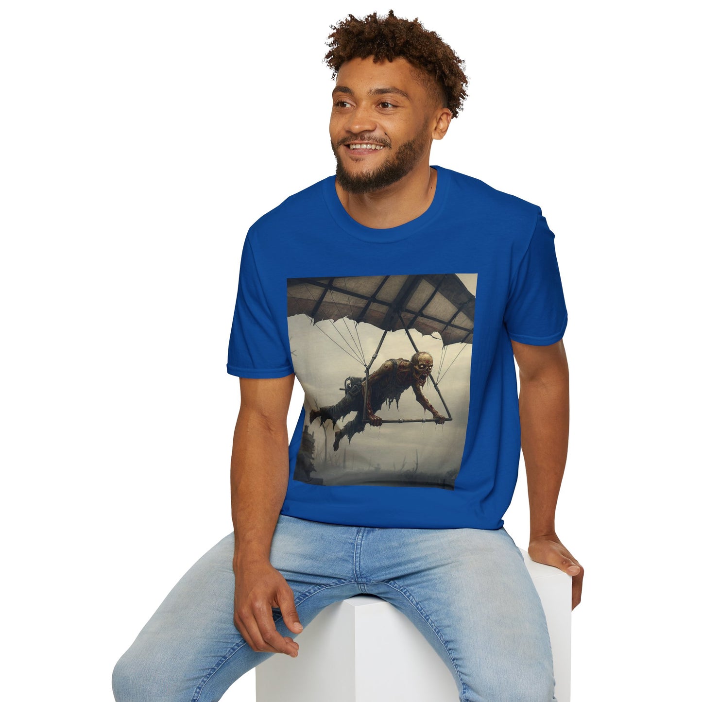 Zombie Parachute Unisex Softstyle T-Shirt - Perfect for Halloween and Horror Fans