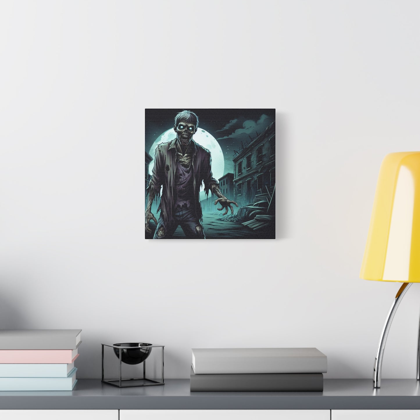Zombie Moon Canvas Wall Art - Horror Decor for Halloween