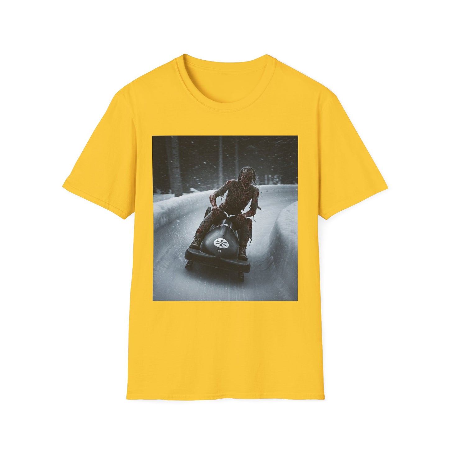 Chilling Winter Fun Apocalyptic Portrait Tee, bold, decaying zombie graphic