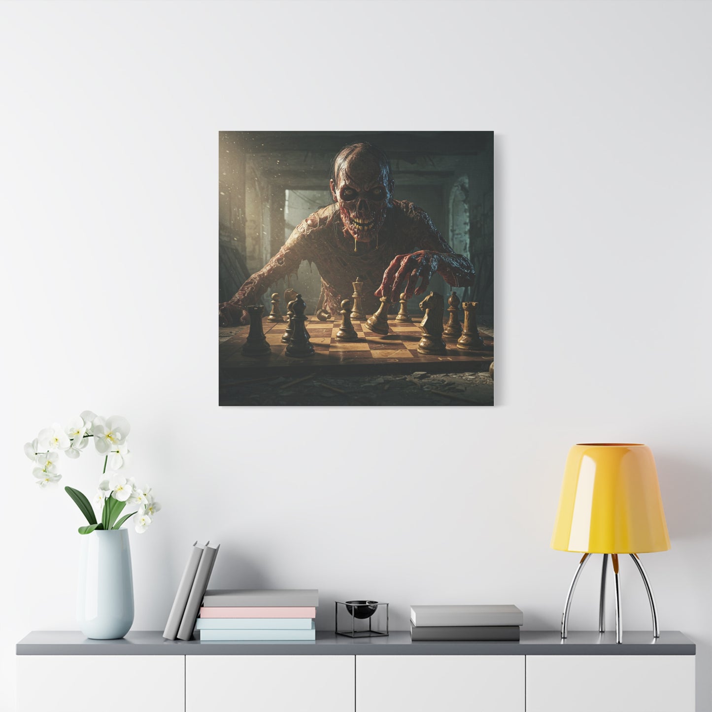 Zombie Chess Matte Canvas Wall Art for Horror Lovers