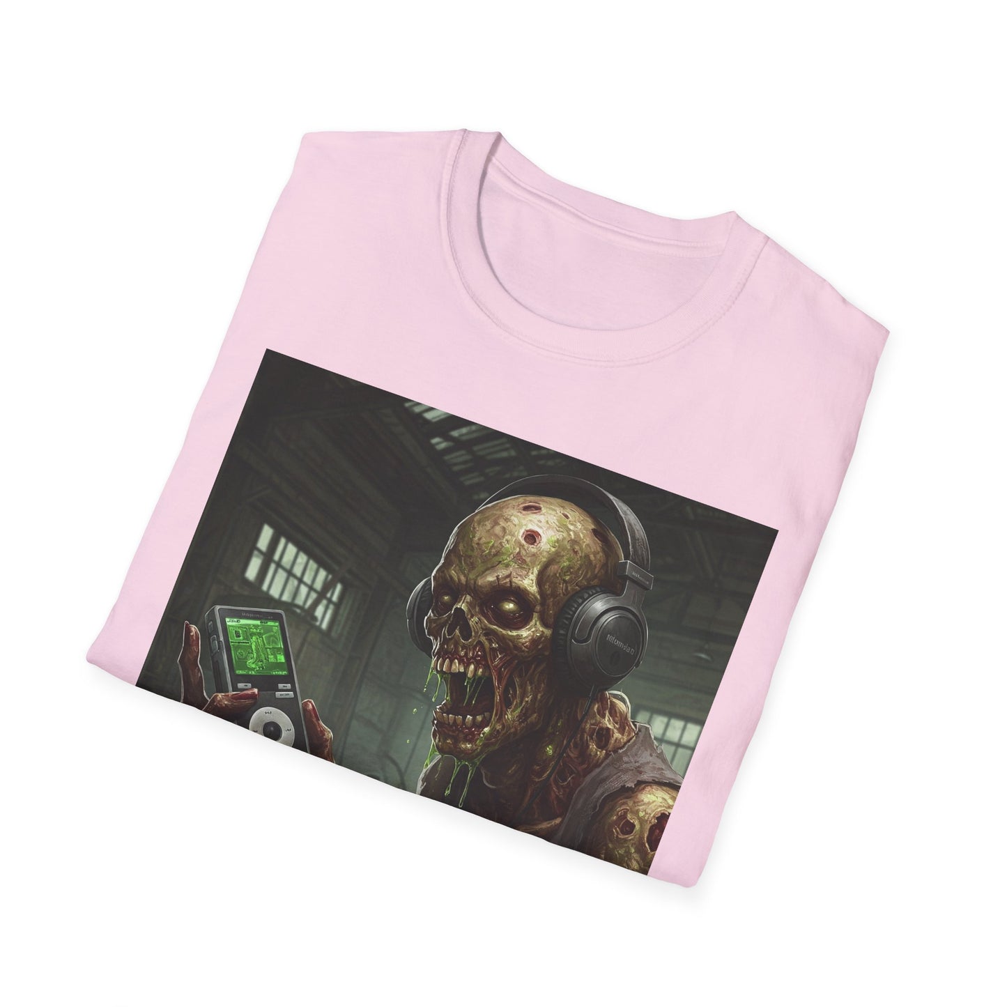 Zombie Listening to Music Unisex Softstyle T-Shirt