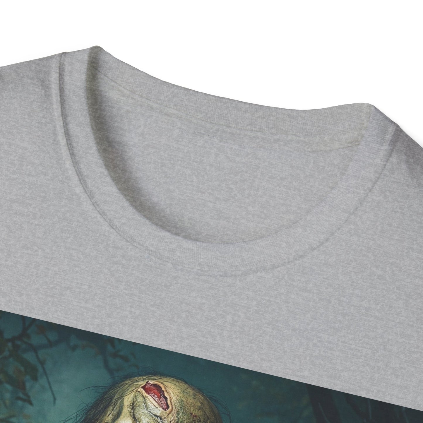 UK - Spooky Cat and Zombie Unisex Softstyle T-Shirt for Halloween