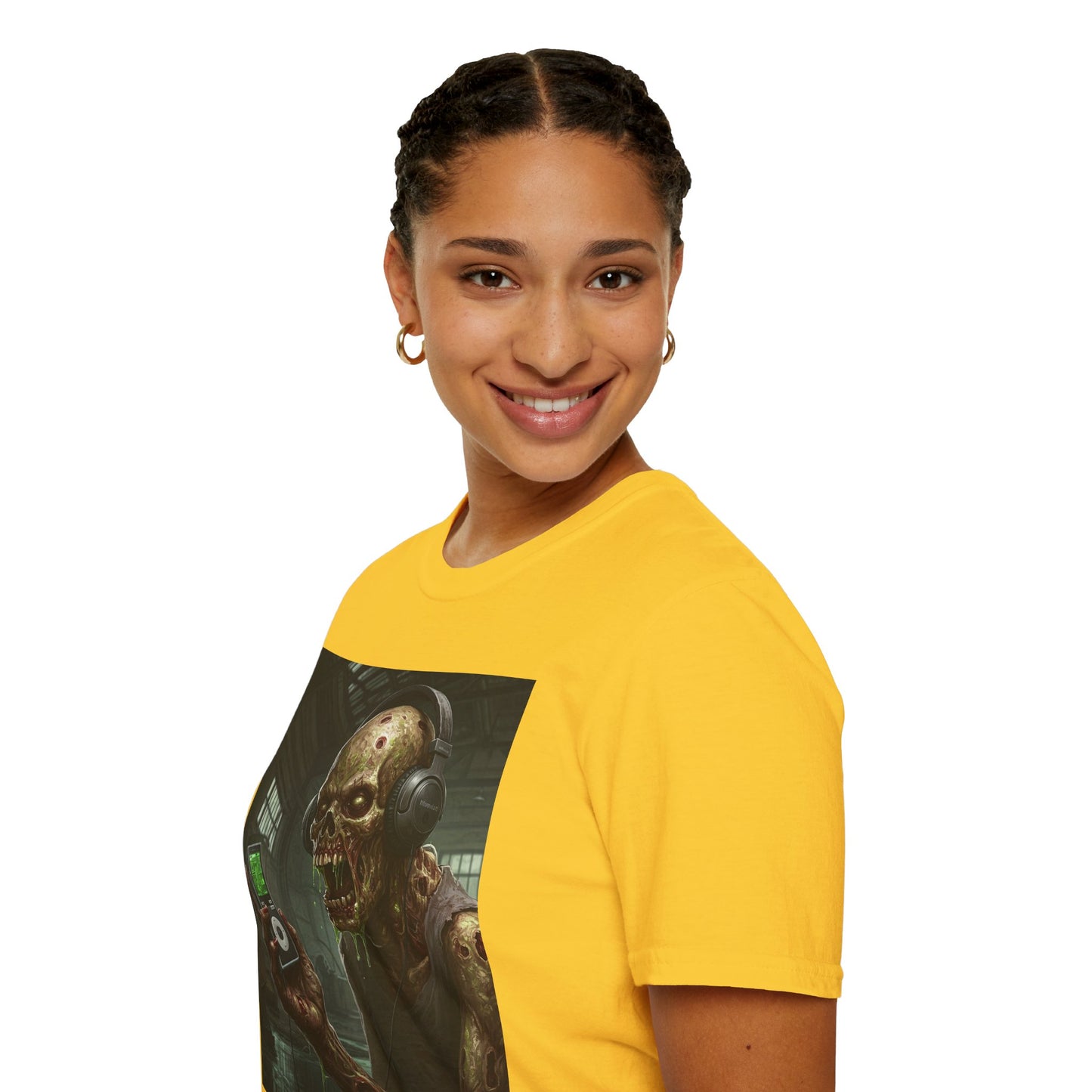 Zombie Listening to Music Unisex Softstyle T-Shirt