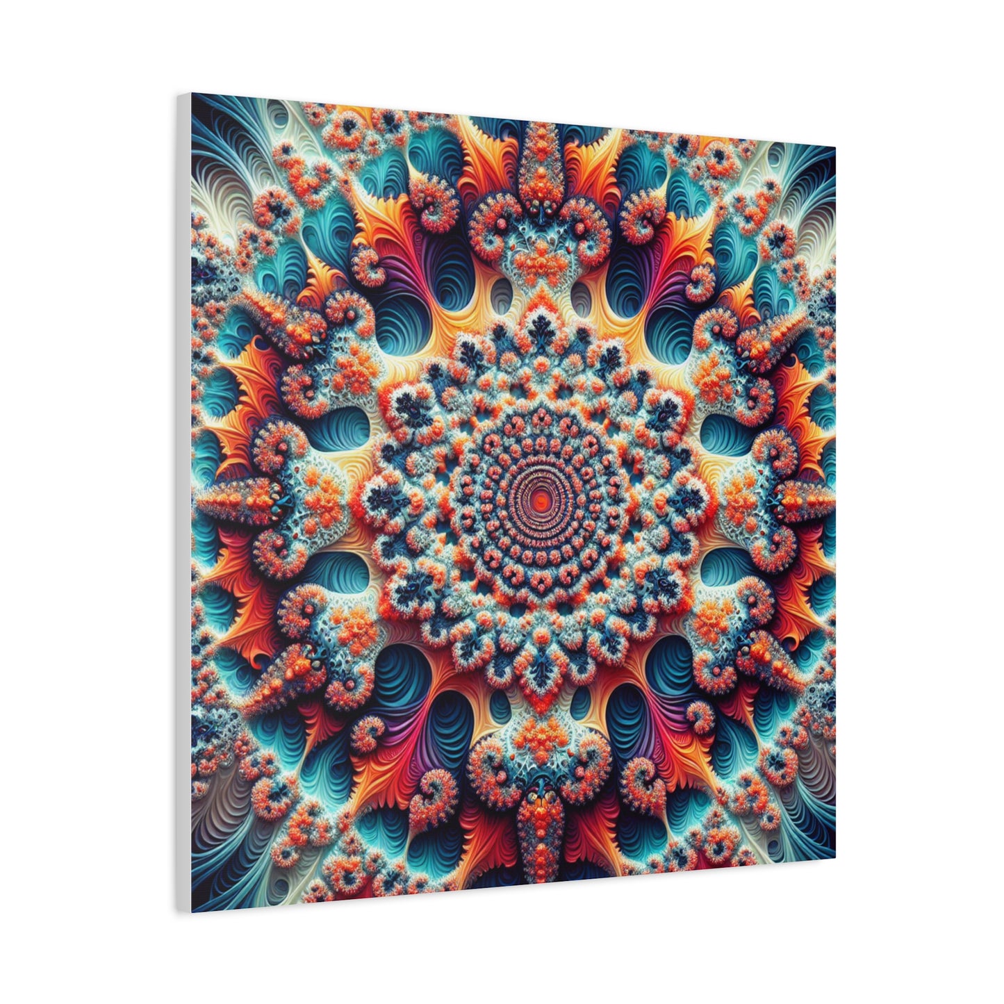 Vibrant Fractal Art Canvas – Stunning Stretched Wall Decor for Home or Office