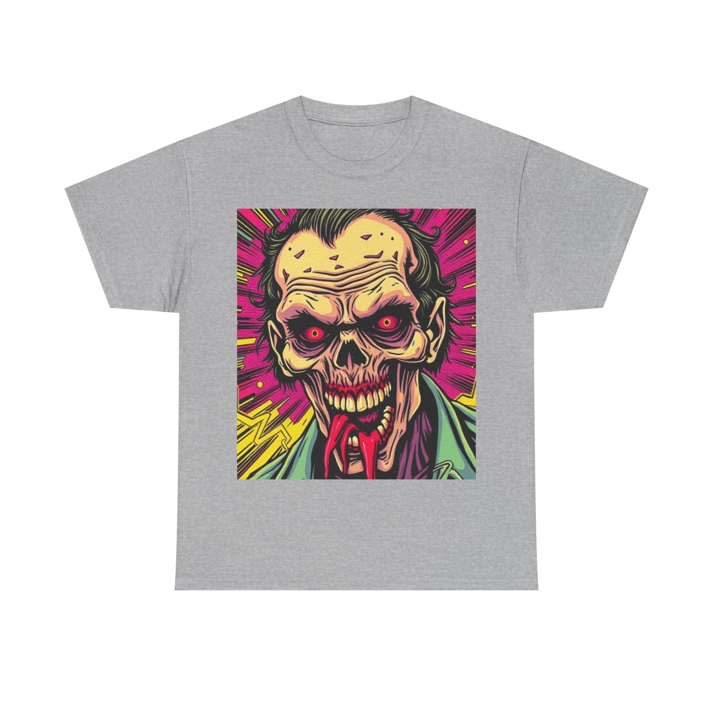 UK - Retro Zombie Graphic Unisex Heavy Cotton Tee - Perfect for Halloween and Horror Fans