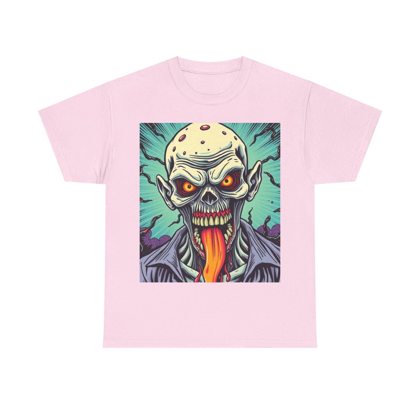 UK - Spooky Graphic Unisex Heavy Cotton Tee - Halloween Evil Zombie Design