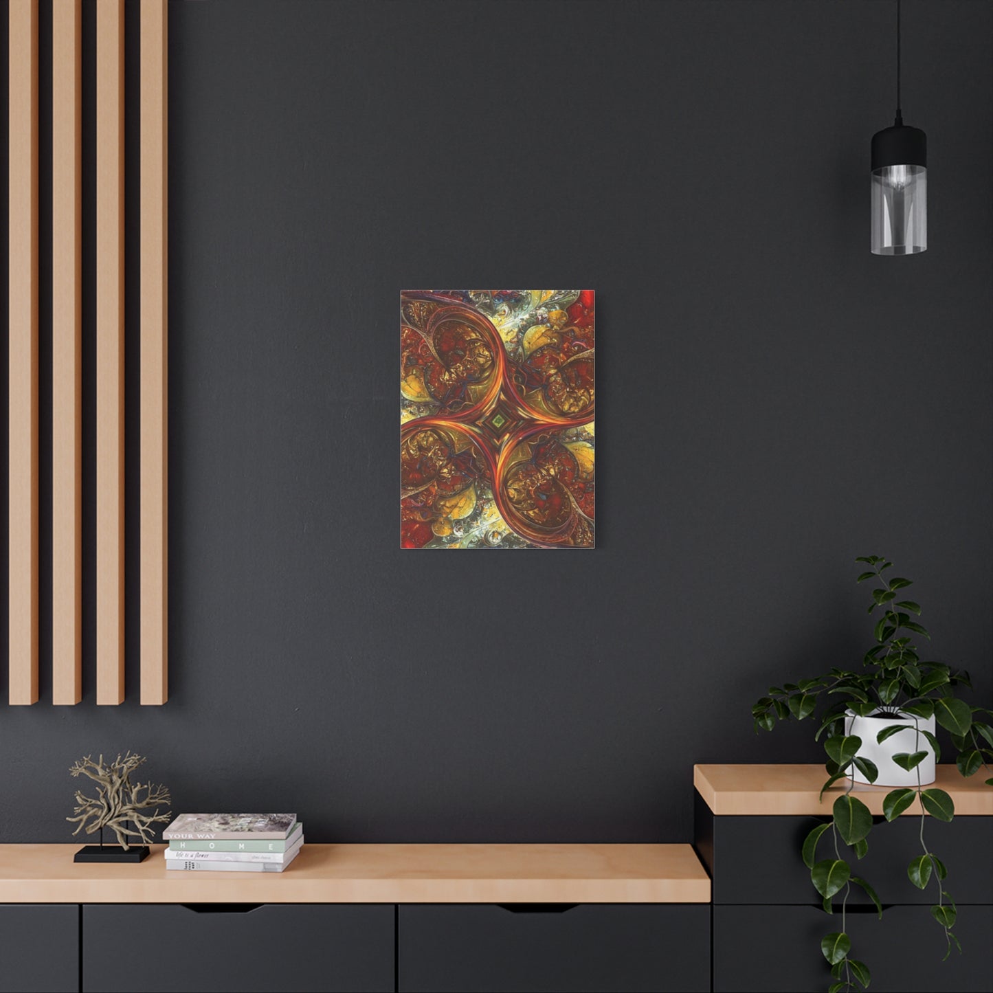 Abstract Art Matte Canvas Wall Decor - Vibrant Fractal Design, Colorful Home Accent