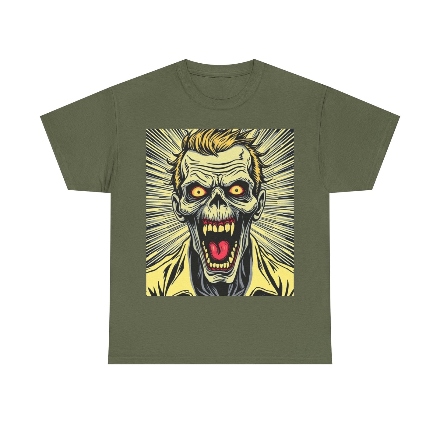 UK - Screaming Zombie Unisex Heavy Cotton Tee - Perfect for Halloween and Horror Fans