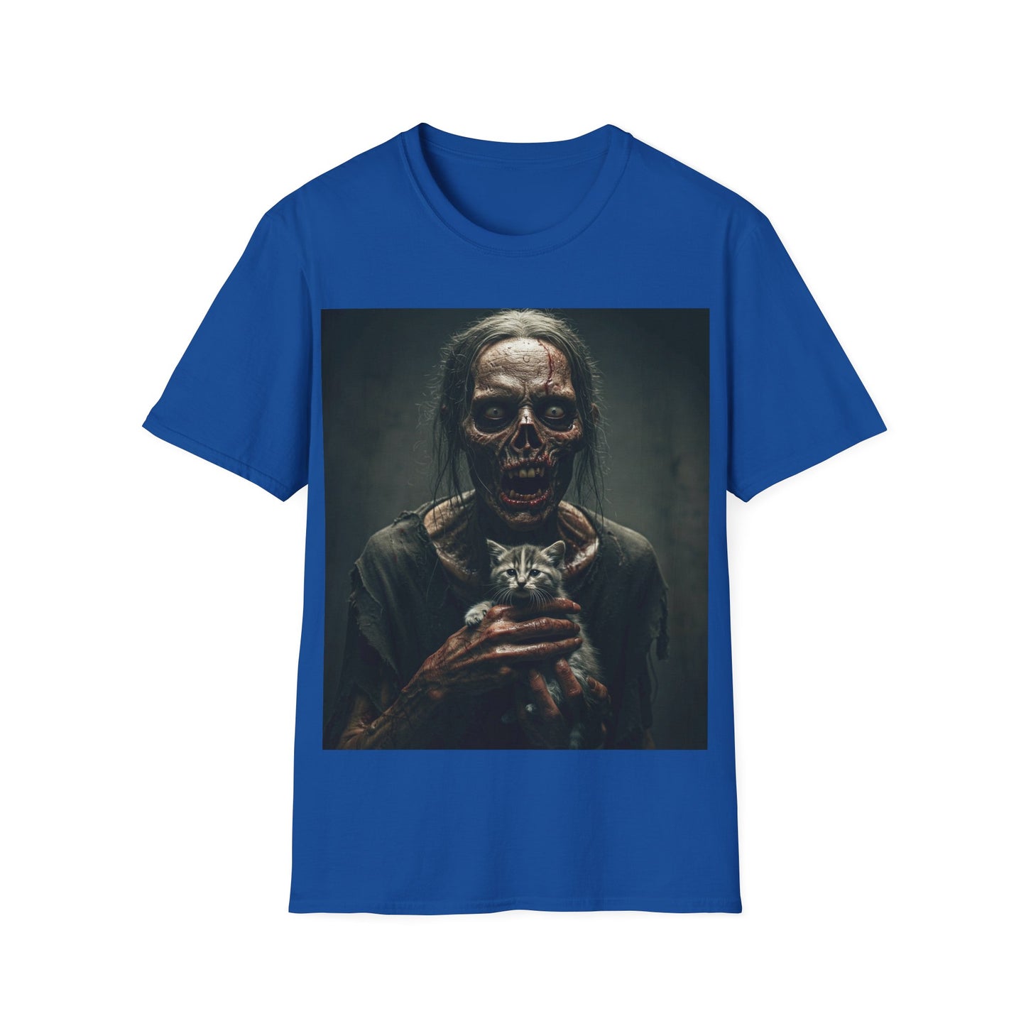 UK - Spooky Cat Lady Apocalyptic Portrait Tee, bold, decaying zombie graphic