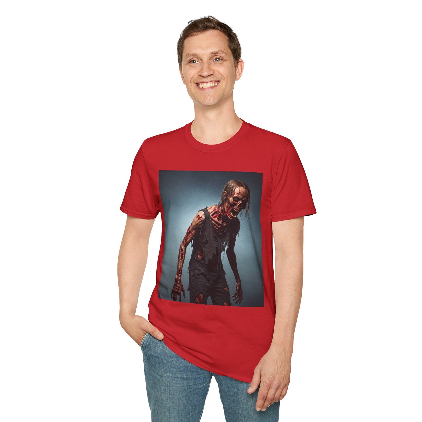 Zombie Graphic Unisex Softstyle T-Shirt - Perfect for Halloween and Horror Fans