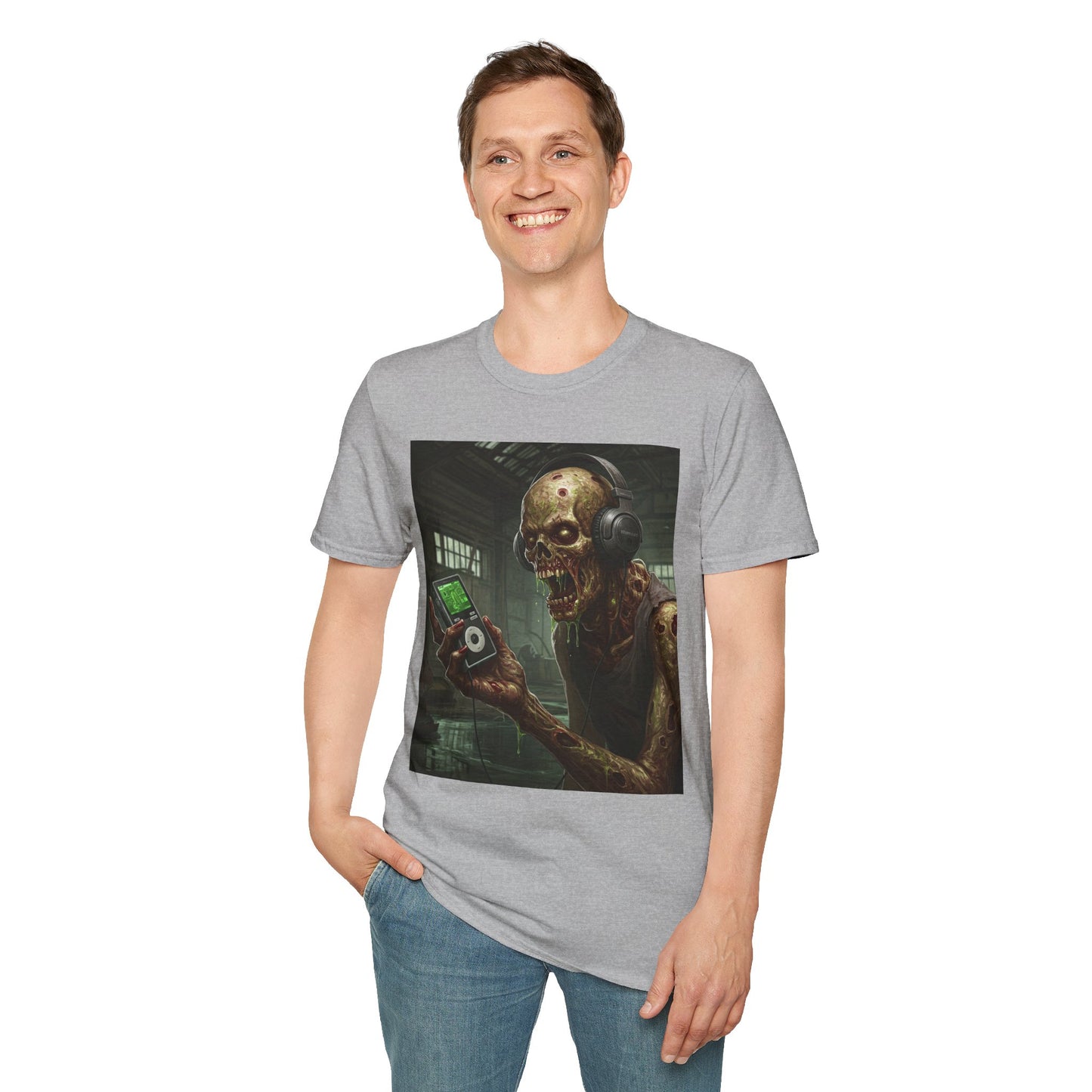 Zombie Listening to Music Unisex Softstyle T-Shirt