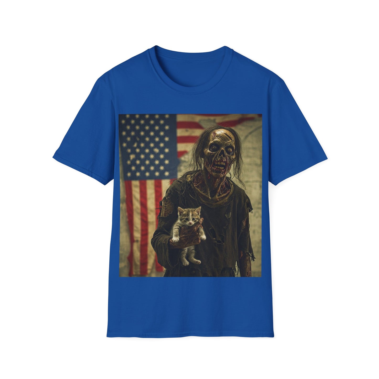 UK - Zombie Cat Lover Apocalyptic Portrait Tee, bold, decaying zombie graphic