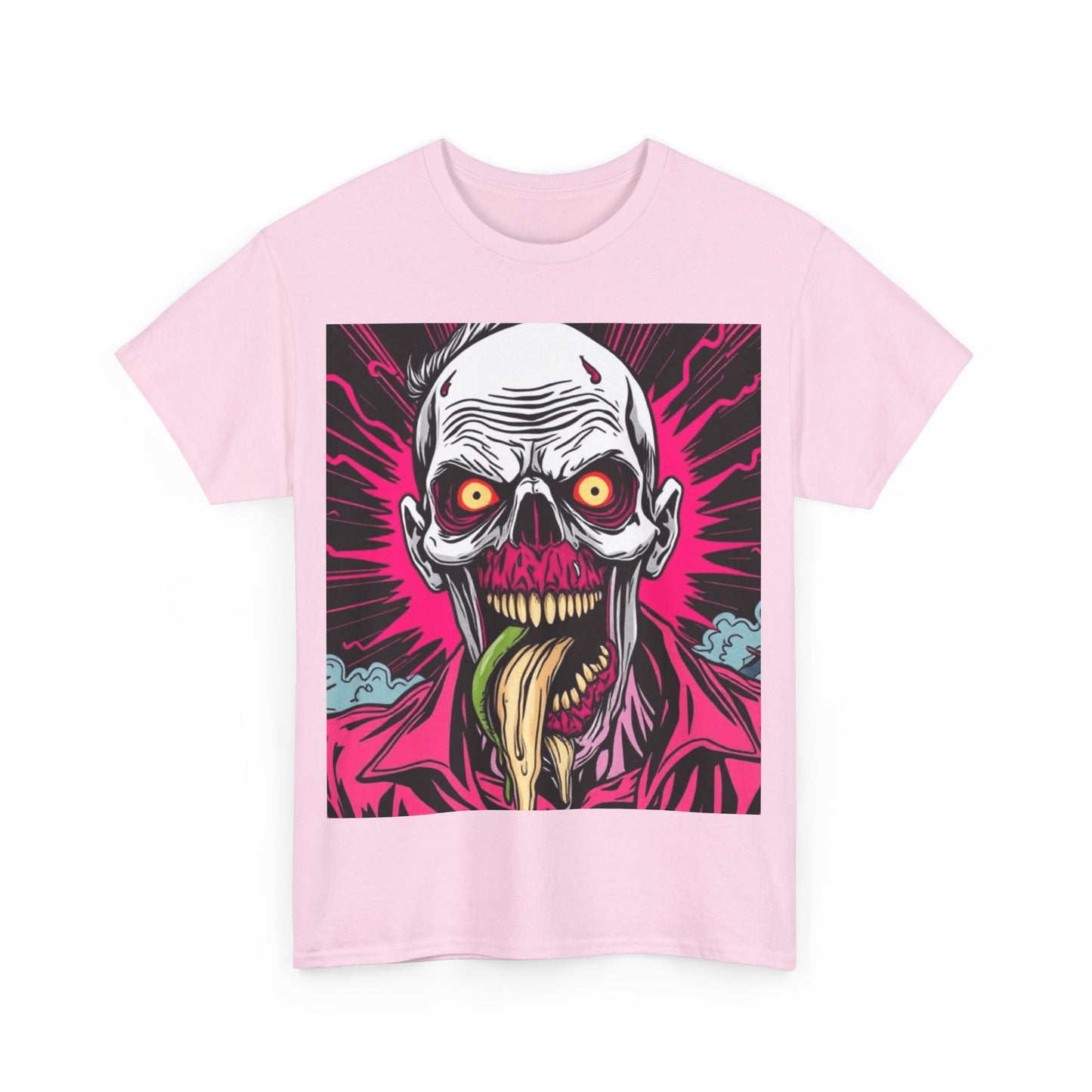 UK - Unisex Heavy Cotton Tee - Spooky Skull Art Graphic Tee