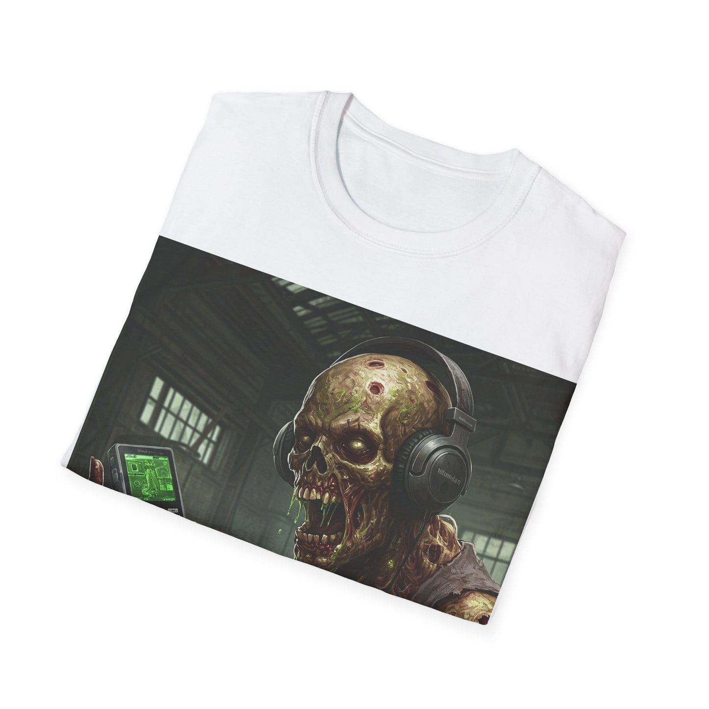 UK - Zombie Listening to Music Unisex Softstyle T-Shirt