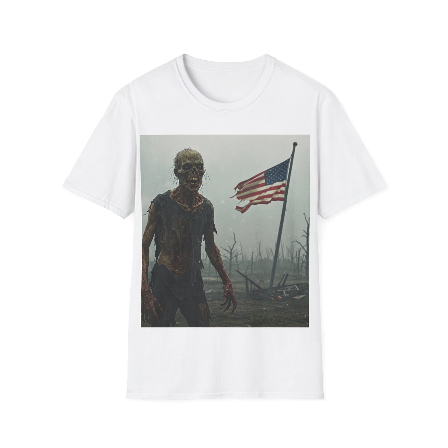 UK - Patriot Zombie Apocalypse Apocalyptic Portrait Tee, bold, decaying zombie graphic