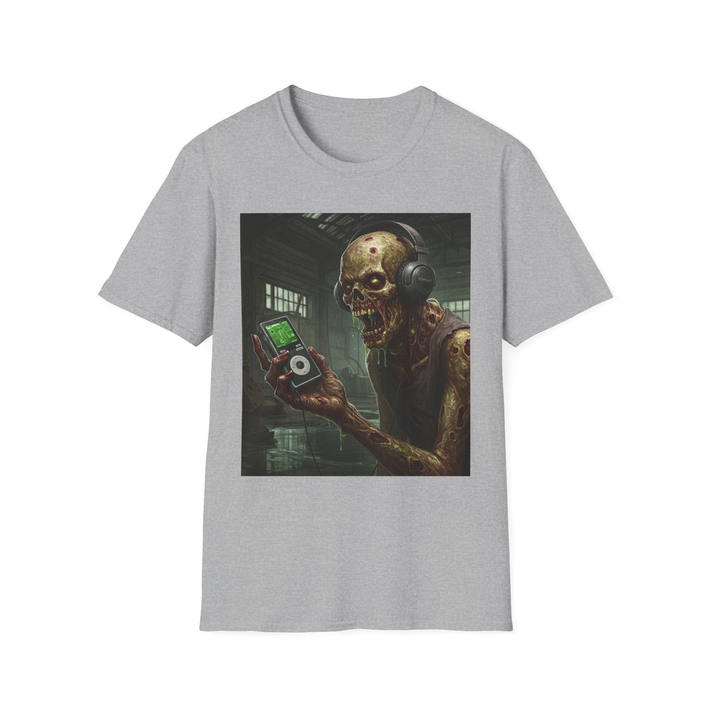 Zombie Listening to Music Unisex Softstyle T-Shirt