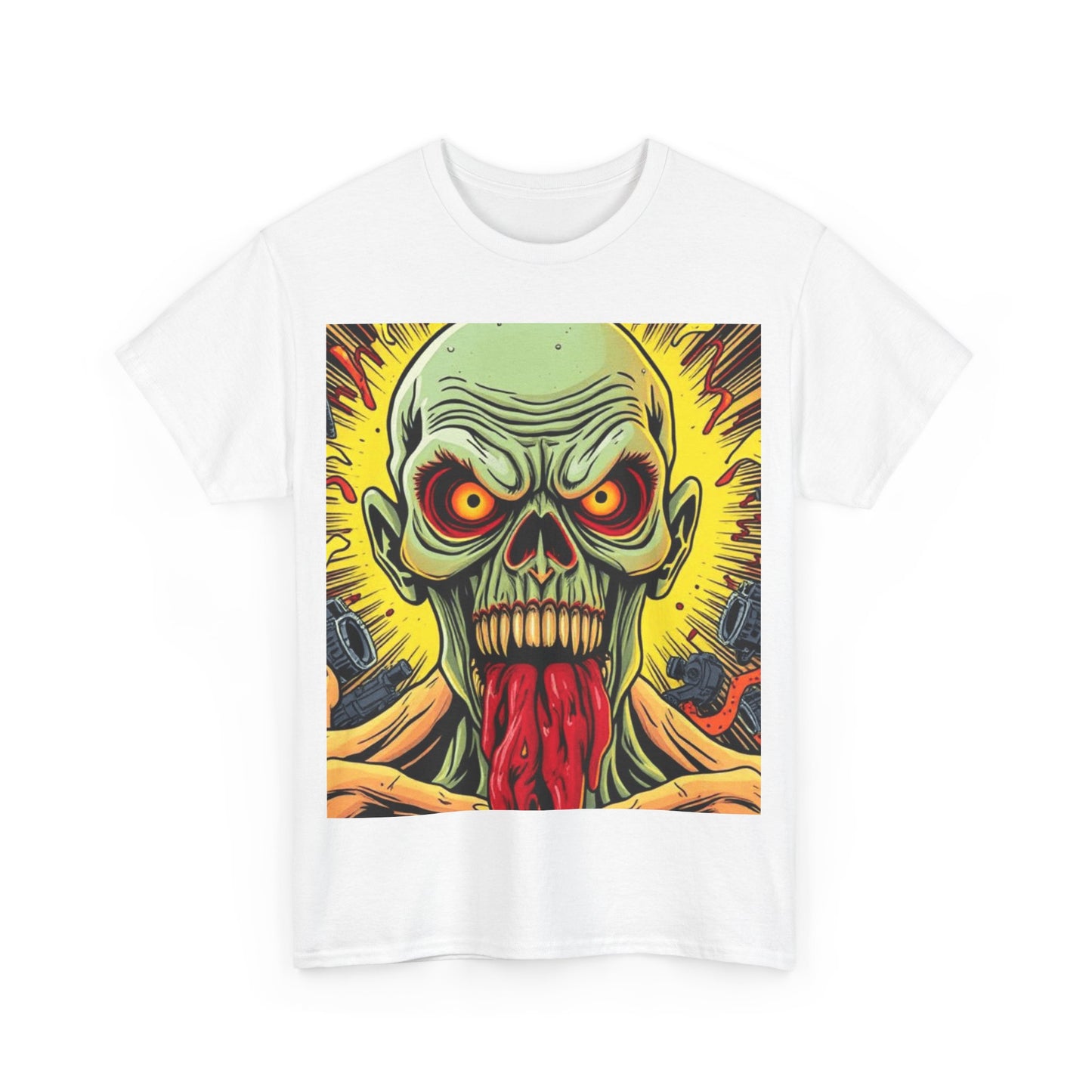 UK - Graphic Unisex Heavy Cotton Tee - Vibrant Zombie Design
