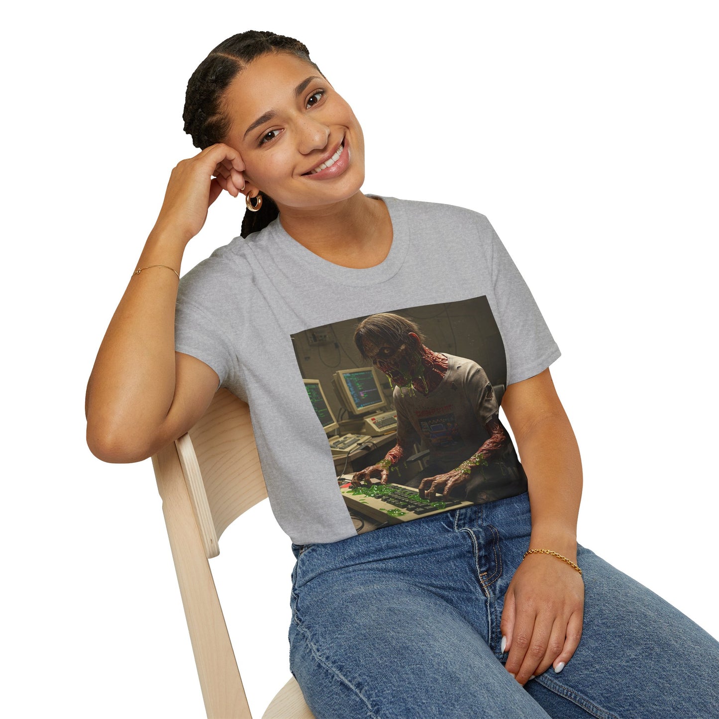 Zombie Hacker Unisex Softstyle T-Shirt - Retro Gaming Vibe
