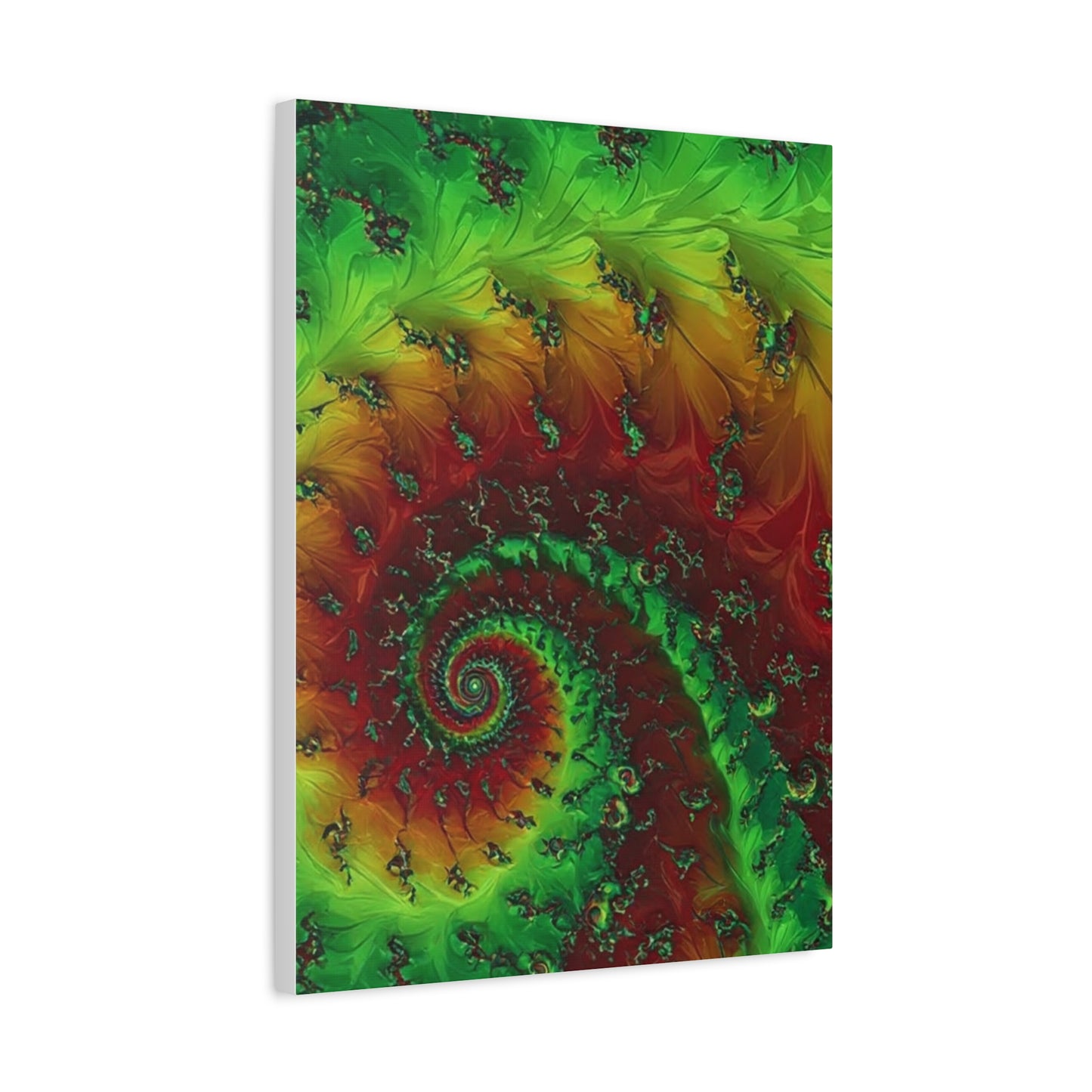 Vibrant Fractal Art Canvas - Green and Red Abstract Wall Decor