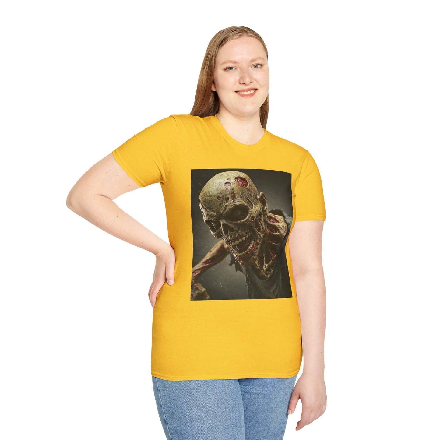 Zombie Skull Unisex Softstyle T-Shirt - Spooky Halloween Tee