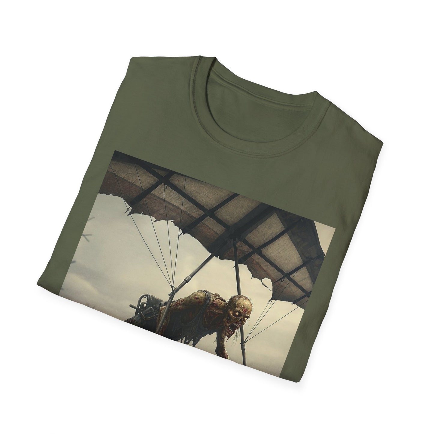 Zombie Parachute Unisex Softstyle T-Shirt - Perfect for Halloween and Horror Fans