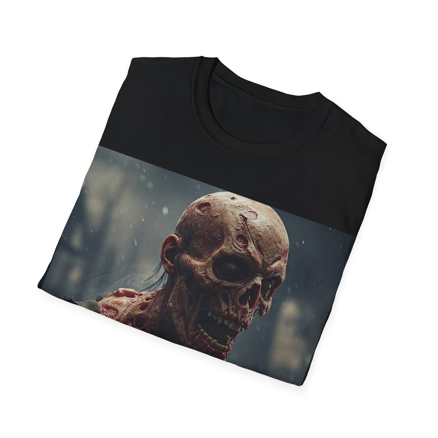 UK - Unisex Softstyle T-Shirt with Creepy Skeleton Design - Perfect for Halloween and Horror Fans