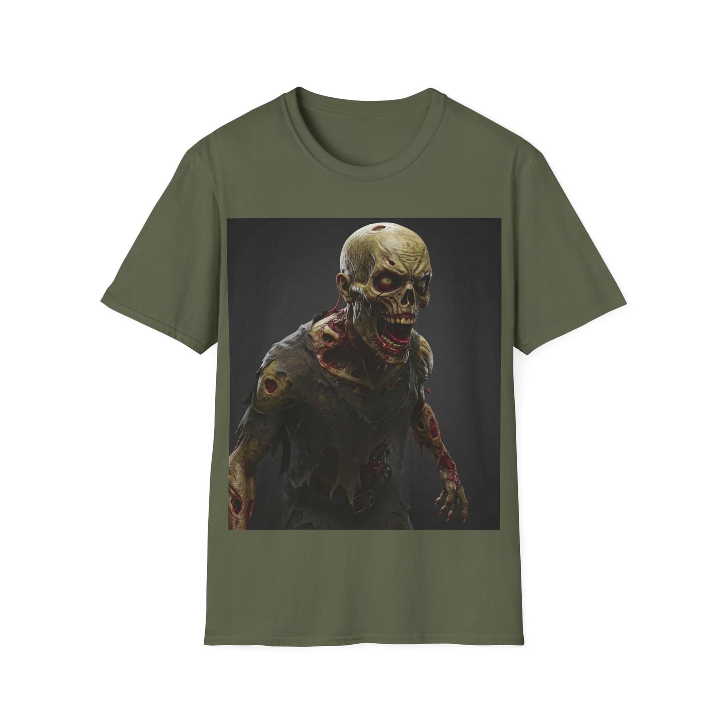 UK - Zombie Graphic Unisex Softstyle T-Shirt - Perfect for Halloween and Horror Fans