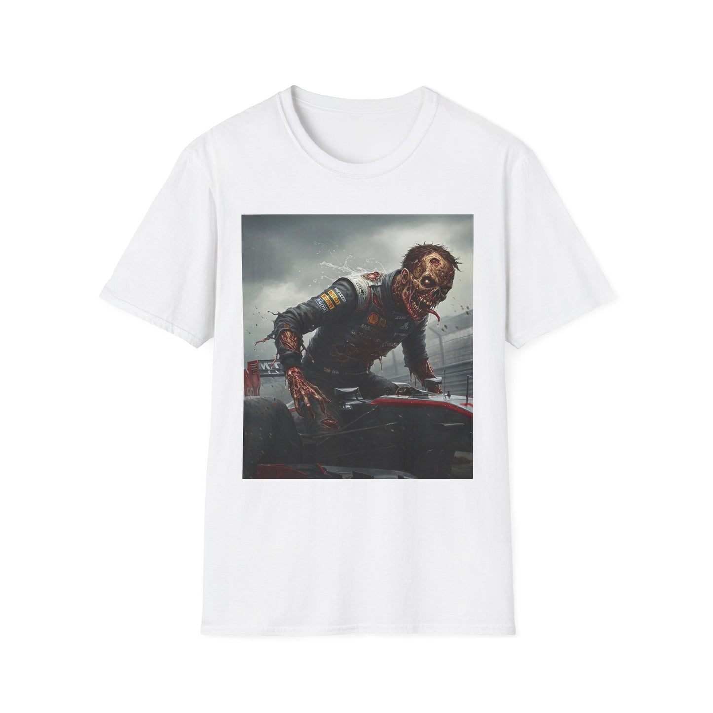 Zombie Racing Unisex Softstyle T-Shirt - Horror Meets Motorsport