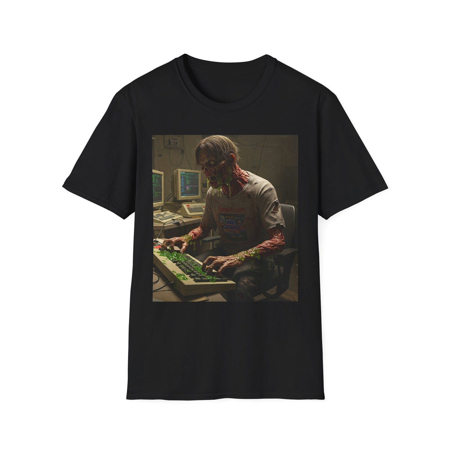 Zombie Hacker Unisex Softstyle T-Shirt - Retro Gaming Vibe