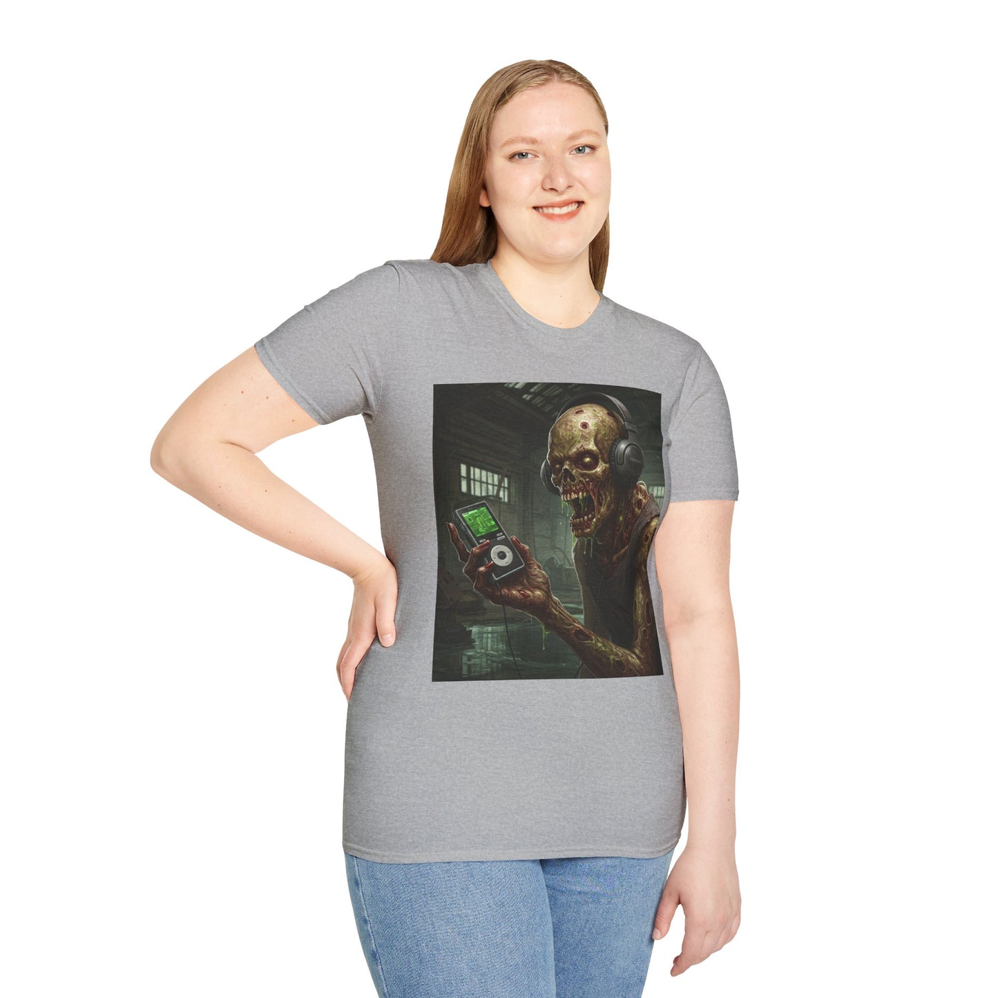 Zombie Listening to Music Unisex Softstyle T-Shirt